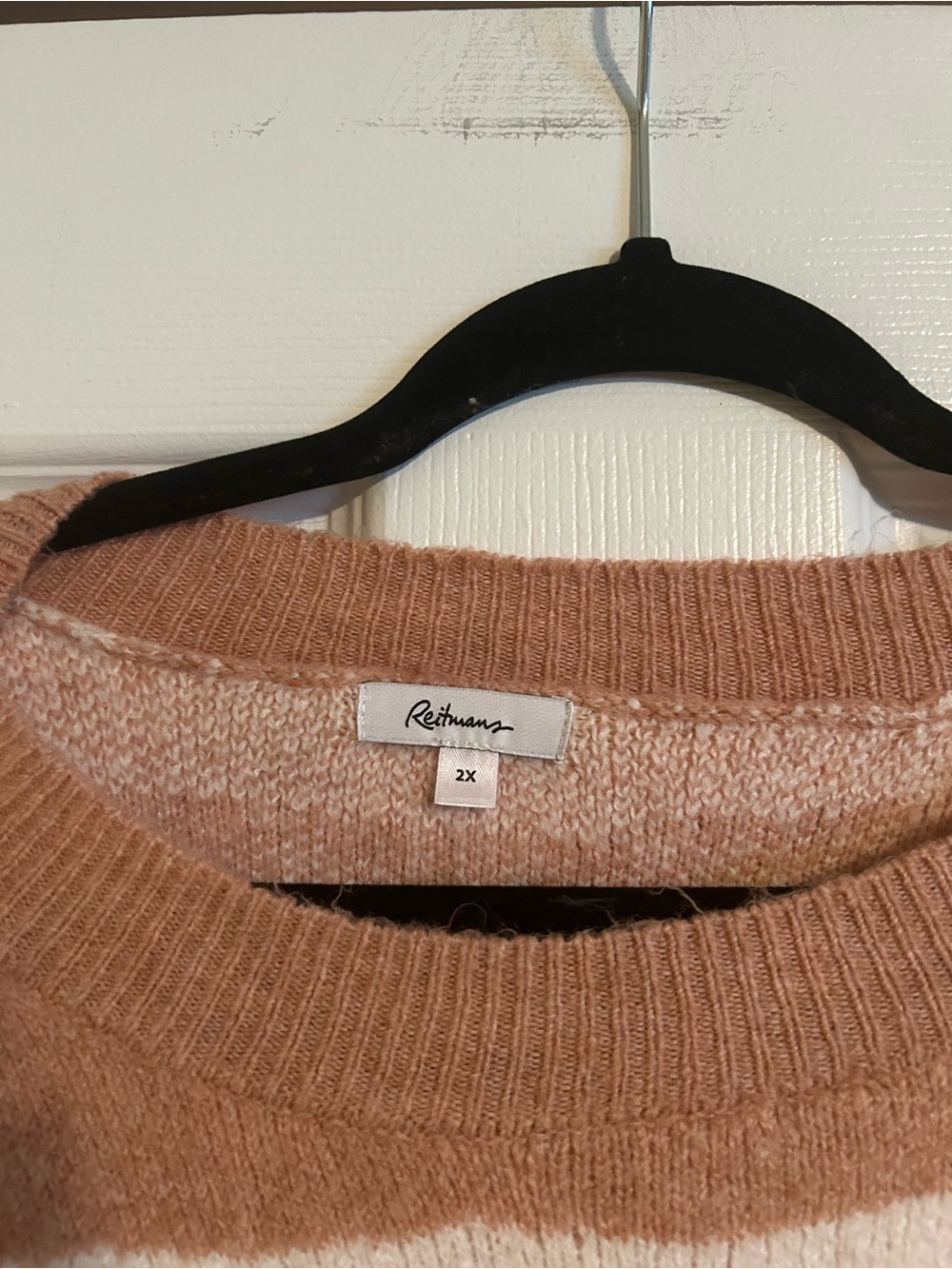 Cozy Striped Crewneck Sweater - Blush & Cream - Picture 4 of 4